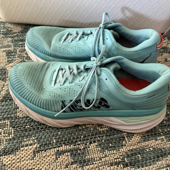 Hoka One One Bondi 7 Shoes Womens Size 10.5 Blue Mesh Athletic Running Cushion - Picture 7 of 10